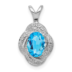 Sterling Silver Rhodium-plated Diam. & Blue Topaz Pendant - 3