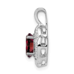 Sterling Silver Rhodium-plated Diam. & Garnet Pendant - 3