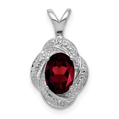 Sterling Silver Rhodium-plated Diam. & Garnet Pendant - 3