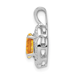 Sterling Silver Rhodium-plated Diam. & Citrine Pendant - 3