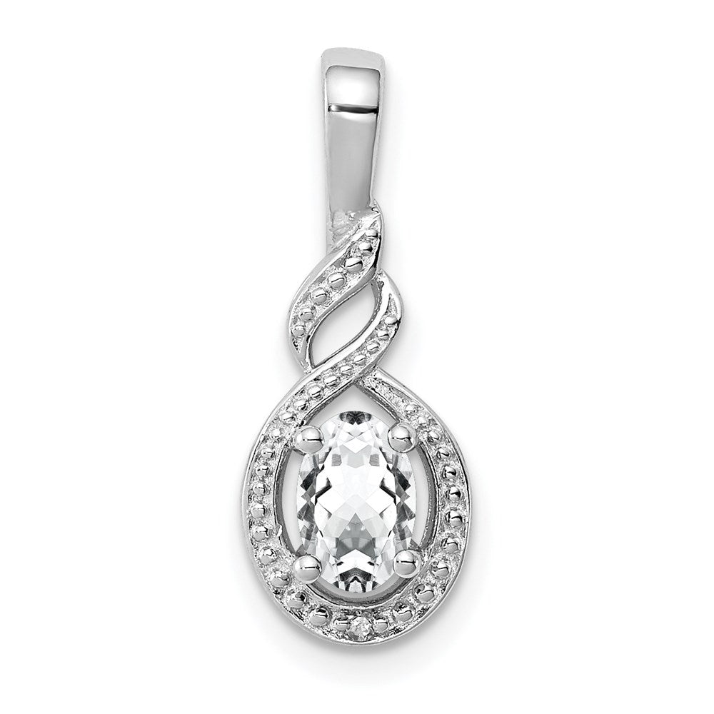 Sterling Silver Rhodium-plated White Topaz & Diam. Pendant - 2