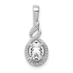 Sterling Silver Rhodium-plated White Topaz & Diam. Pendant - 2