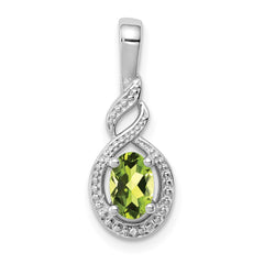 Sterling Silver Rhodium-plated Peridot & Diam. Pendant - 5