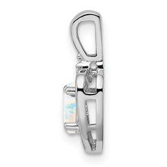 Sterling Silver Rhodium-plated Created Opal & Diam. Pendant - 2