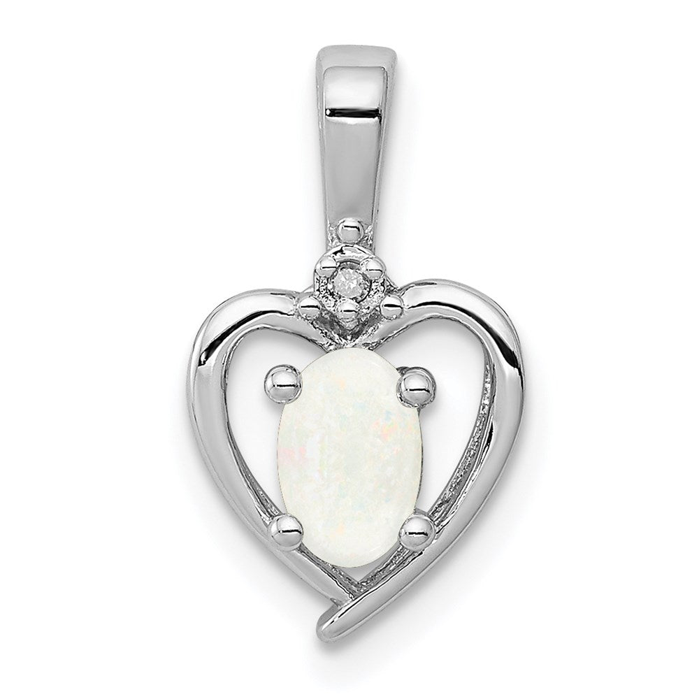 Sterling Silver Rhodium-plated Created Opal & Diam. Pendant - 2