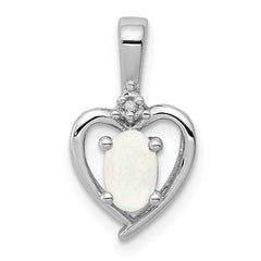 Sterling Silver Rhodium-plated Created Opal & Diam. Pendant - 2
