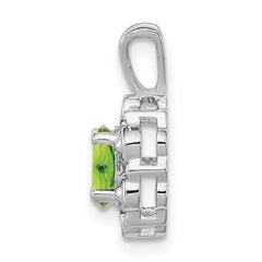 Sterling Silver Rhodium-plated Peridot & Diam. Pendant - 4
