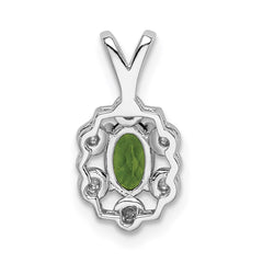 Sterling Silver Rhodium-plated Peridot & Diam. Pendant - 4
