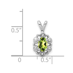 Sterling Silver Rhodium-plated Peridot & Diam. Pendant - 4