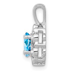 Sterling Silver Rhodium-plated Light Swiss Blue Topaz & Diam. Pendant - 4