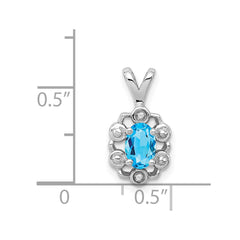 Sterling Silver Rhodium-plated Light Swiss Blue Topaz & Diam. Pendant - 4