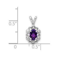 Sterling Silver Rhodium-plated Amethyst & Diam. Pendant - 5