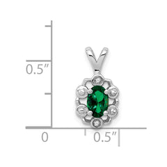 Sterling Silver Rhodium-plated Created Emerald & Diam. Pendant - 3