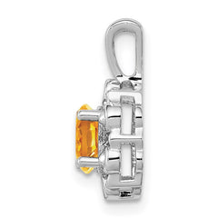 Sterling Silver Rhodium-plated Citrine & Diam. Pendant - 3