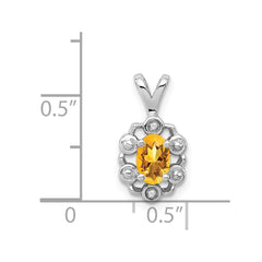 Sterling Silver Rhodium-plated Citrine & Diam. Pendant - 3