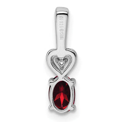 Sterling Silver Rhodium-plated Garnet & Diam. Pendant - 4