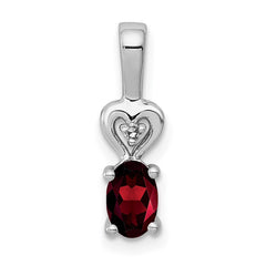 Sterling Silver Rhodium-plated Garnet & Diam. Pendant - 4