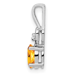 Sterling Silver Rhodium-plated Citrine & Diam. Pendant - 4