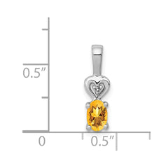 Sterling Silver Rhodium-plated Citrine & Diam. Pendant - 4