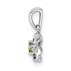 Sterling Silver Rhodium-plated Floral Peridot Pendant - 2