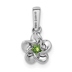 Sterling Silver Rhodium-plated Floral Peridot Pendant - 2