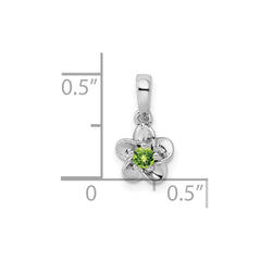Sterling Silver Rhodium-plated Floral Peridot Pendant - 2