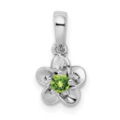 Sterling Silver Rhodium-plated Floral Peridot Pendant - 2
