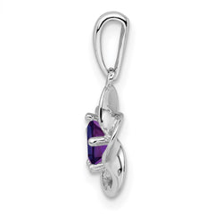 Sterling Silver Rhodium-plated Floral Amethyst Pendant - 2