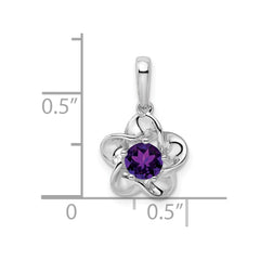 Sterling Silver Rhodium-plated Floral Amethyst Pendant - 2