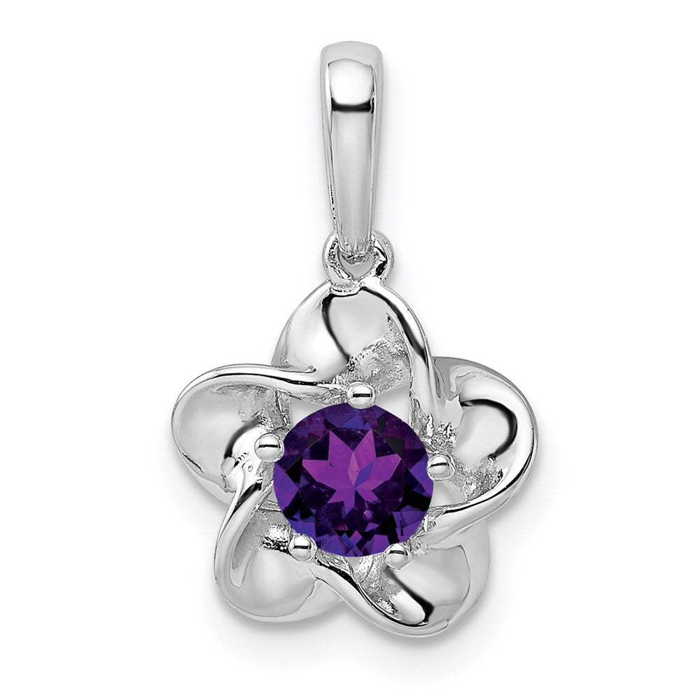 Sterling Silver Rhodium-plated Floral Amethyst Pendant - 2
