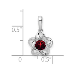 Sterling Silver Rhodium-plated Floral Garnet Pendant - 2