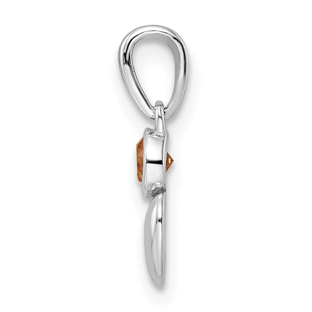 Sterling Silver Rhodium-plated Polished Citrine Heart Pendant