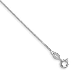 Sterling Silver Rhodium-plated .8mm 8 Sided Diamond-cut Box Chain - 7