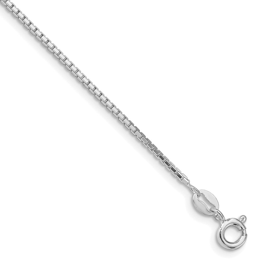 Sterling Silver Rhodium-plated 1.35mm 8 Sided Diamond-cut Box Chain - 7