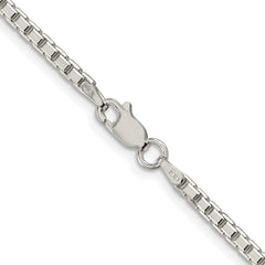 Sterling Silver Rhodium-plated 2.5mm 8 Sided Diamond-cut Box Chain - 7