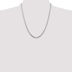 Sterling Silver Rhodium-plated 2.5mm 8 Sided Diamond-cut Box Chain - 6