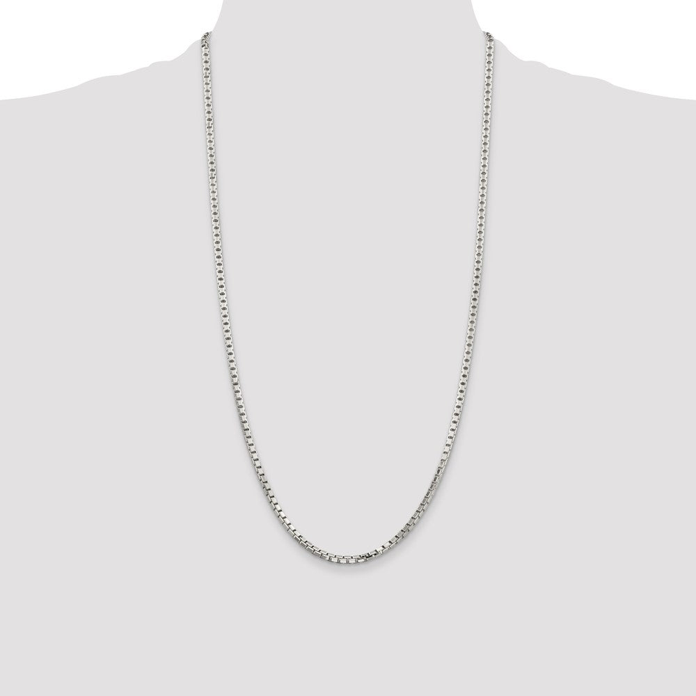 Sterling Silver 2.9mm 8 Sided Diamond-cut Box Chain