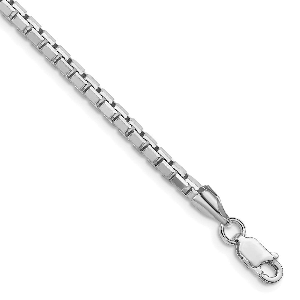 Sterling Silver Rhodium-plated 2.9mm 8 Sided Diamond-cut Box Chain - 7