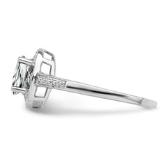 Sterling Silver Rhodium-plated Diam. & White Topaz Ring - 11