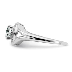 Sterling Silver Rhodium-plated Diam. & White Topaz Ring - 9