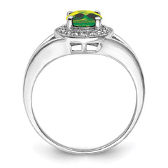 Sterling Silver Rhodium-plated Diam. & Peridot Ring - 4