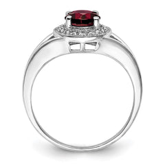 Sterling Silver Rhodium-plated Diam. & Garnet Ring - 4