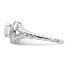 Sterling Silver Rhodium-plated Diam. & Created Opal Ring - 14