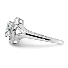 Sterling Silver Rhodium-plated Diam. & White Topaz Ring - 14