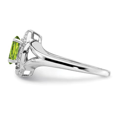 Sterling Silver Rhodium-plated Diam. & Peridot Ring - 15