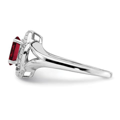 Sterling Silver Rhodium-plated Diam. & Created Ruby Ring - 5
