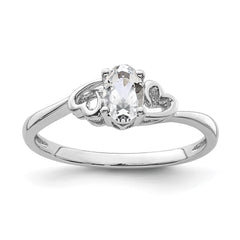 Sterling Silver Rhodium-plated White Topaz Ring - 19