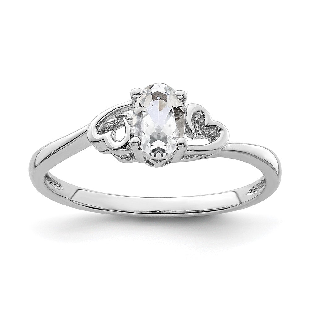 Sterling Silver Rhodium-plated White Topaz Ring - 12
