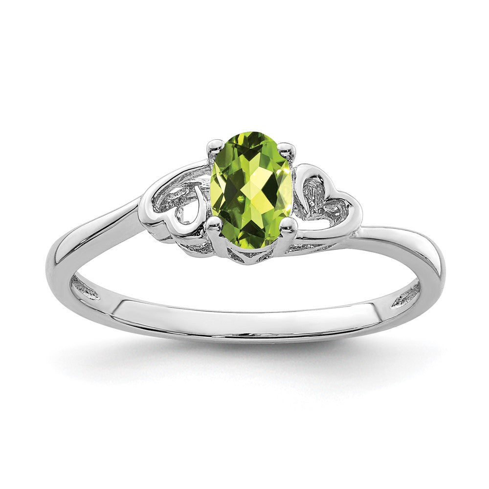 Sterling Silver Rhodium-plated Peridot Ring - 20