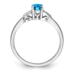 Sterling Silver Rhodium-plated Light Swiss Blue Topaz Ring - 15
